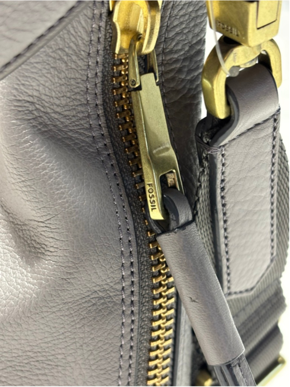 NWOT FOSSIL "Maya" Hobo Gray/Light Taupe Leather Handbag Purse ZB7191 w/key! - Picture 11 of 12